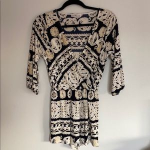 Gold, blue and white romper